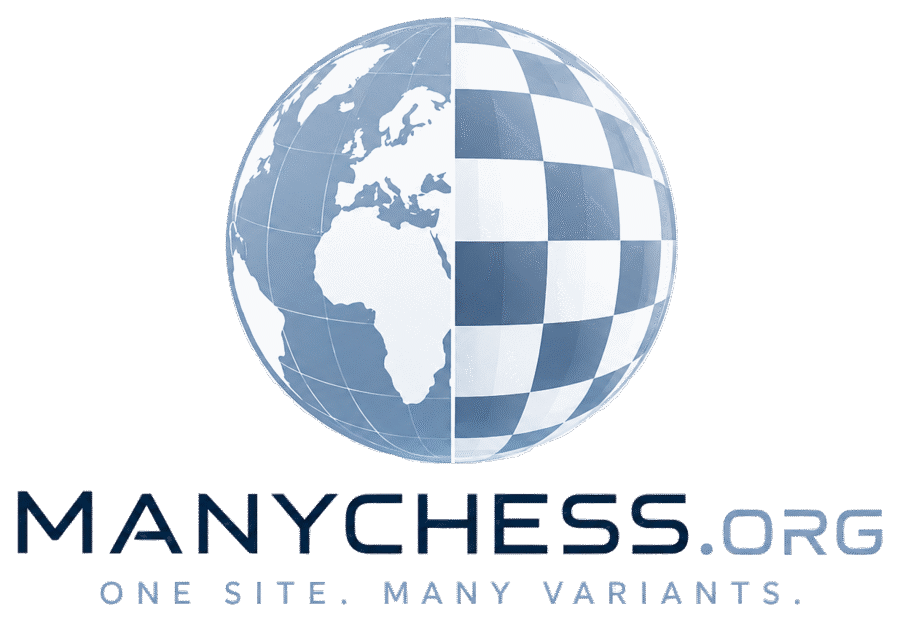 ManyChess logo: a globe, half world map and half chessboard, with the text manychess.org